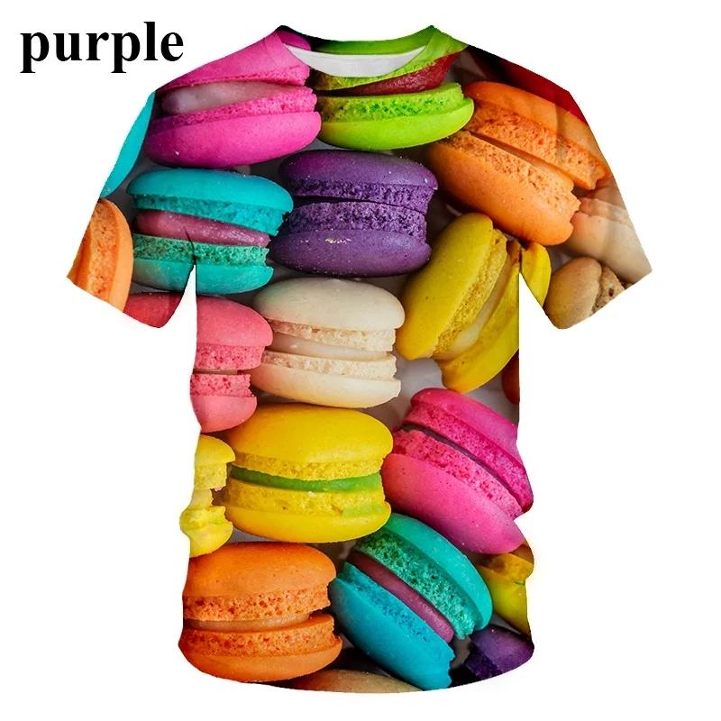 Summer New Food Pattern Men's Printed T-shirt Street Fashion Harajuku Round Neck Large Comfortable Short Sleeved TopSummer New F