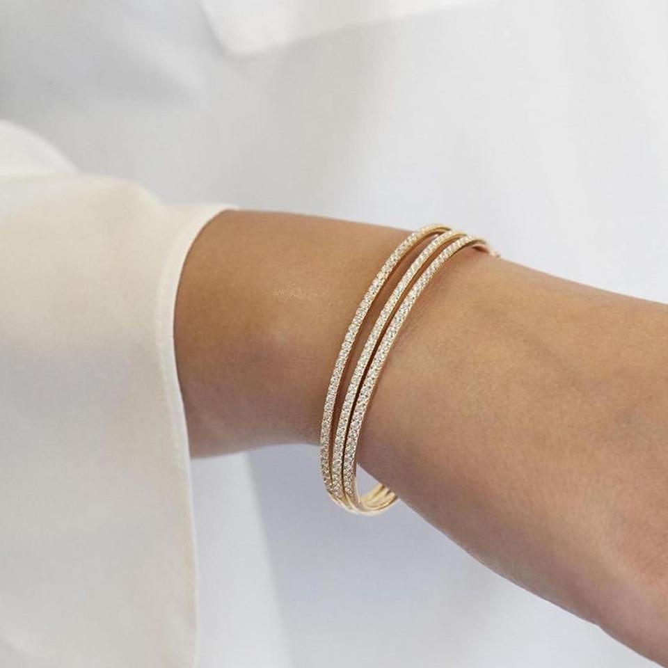 ZAKOL Simple Fashion Micro-inlaid Zirconia Thin Bangle for Women Brand Design Shiny Zircon Bracelets Zircon Gift