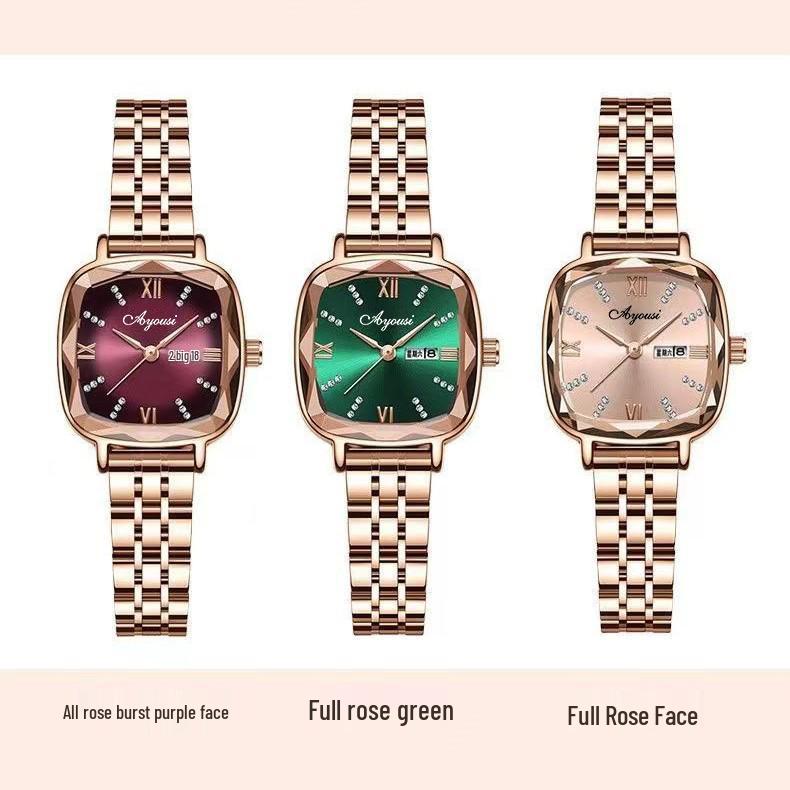

ORUSS Women s Retro Green Square Dial Watch - Light Luxury Fashion Wristwatch