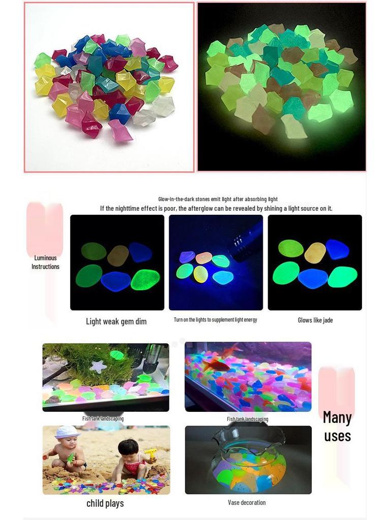 Colorful Luminous Plastic Stones: Children's Gemstone Digging Game & Fish Tank Decoration