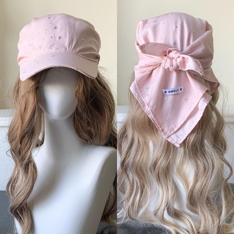 Summer Starry Geometric Headscarf Cap With Wide Brim For Women