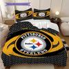 Set Copripiumino Trapuntato con Fantasia Pittsburgh Steelers Federa Decorazione per la Casa Regalo di Compleanno (1 * copripiumino + 2 * federa, senza nucleo)