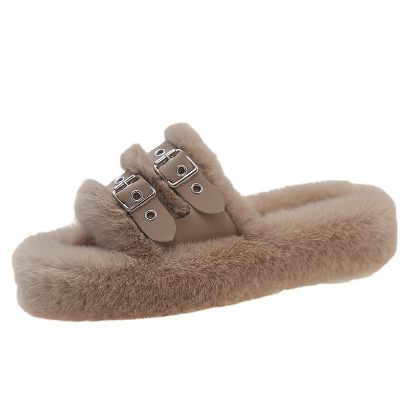 Mode Neue Winter Damen Schneestiefel mit runder Zehenpartie Einfarbig 2024 Heißer Verkauf Dicksohlige Warme Plüsch Mittelhohe Absätze Lässige Damen Hausschuhe