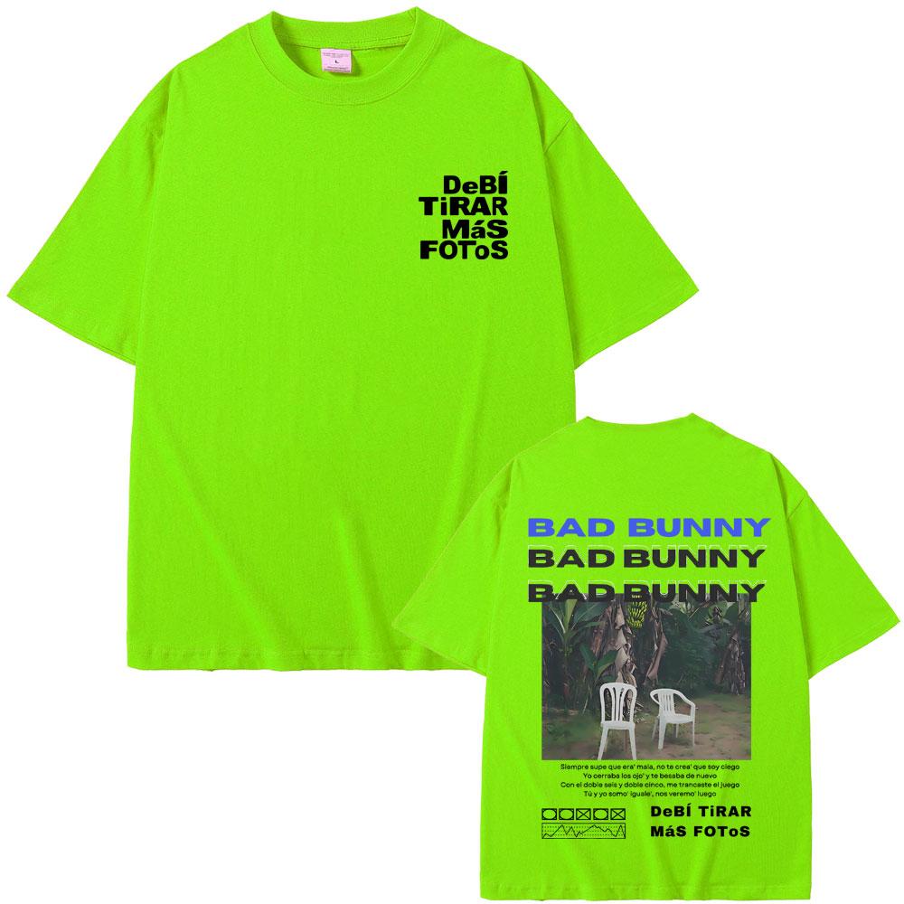 Famous Rapper Bad Bunny Tshirt DeBi TiRAR MaS FOToS DTMF Graphic Tshirt Men's Cotton T-shirt Men Fashion Hip Hop Retro T Shirts