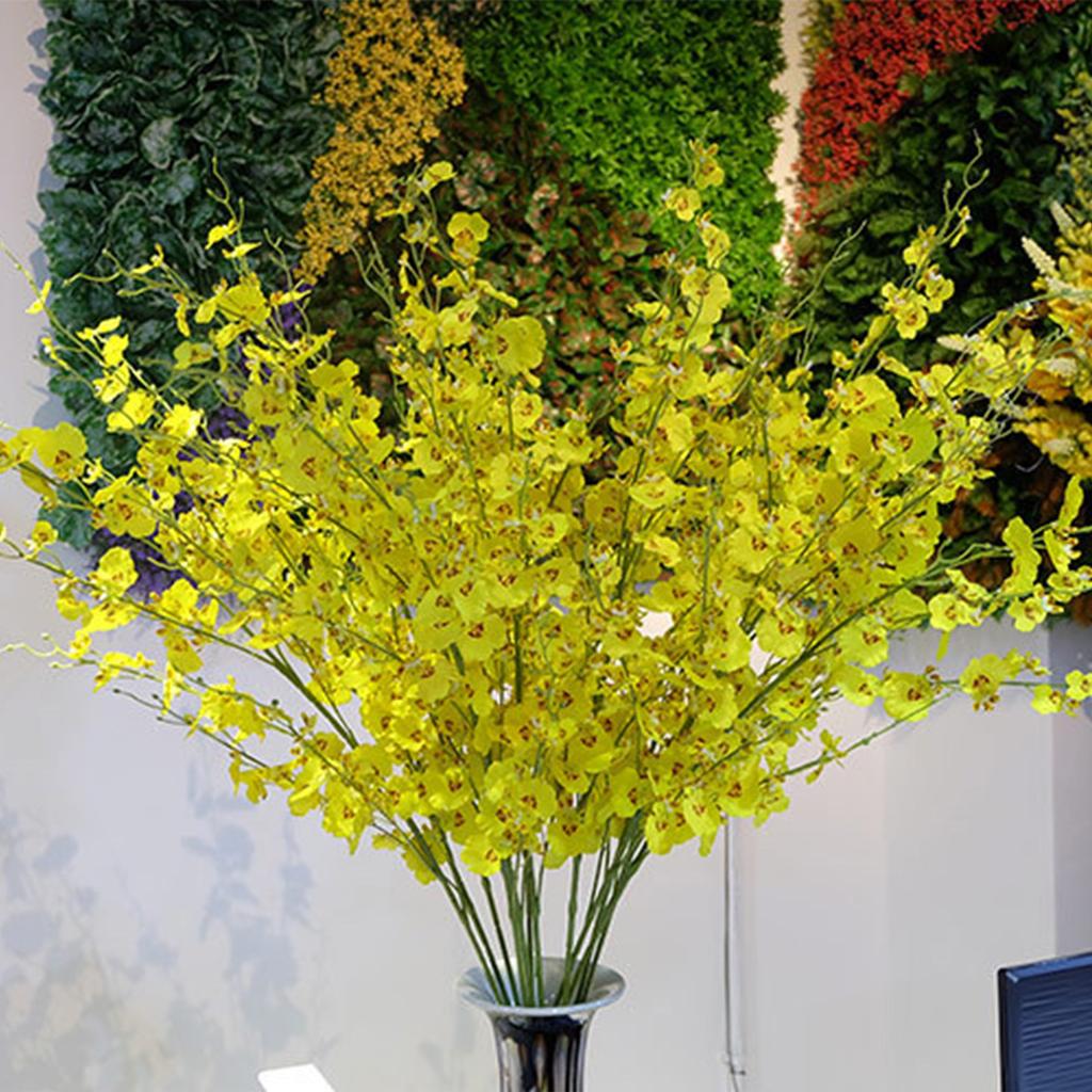 Artificial Orchids Flower Faux Silk Dancing Orchid Stem 7 Branches for Home Wedding Party Festive Indoor Outdoor Decoration