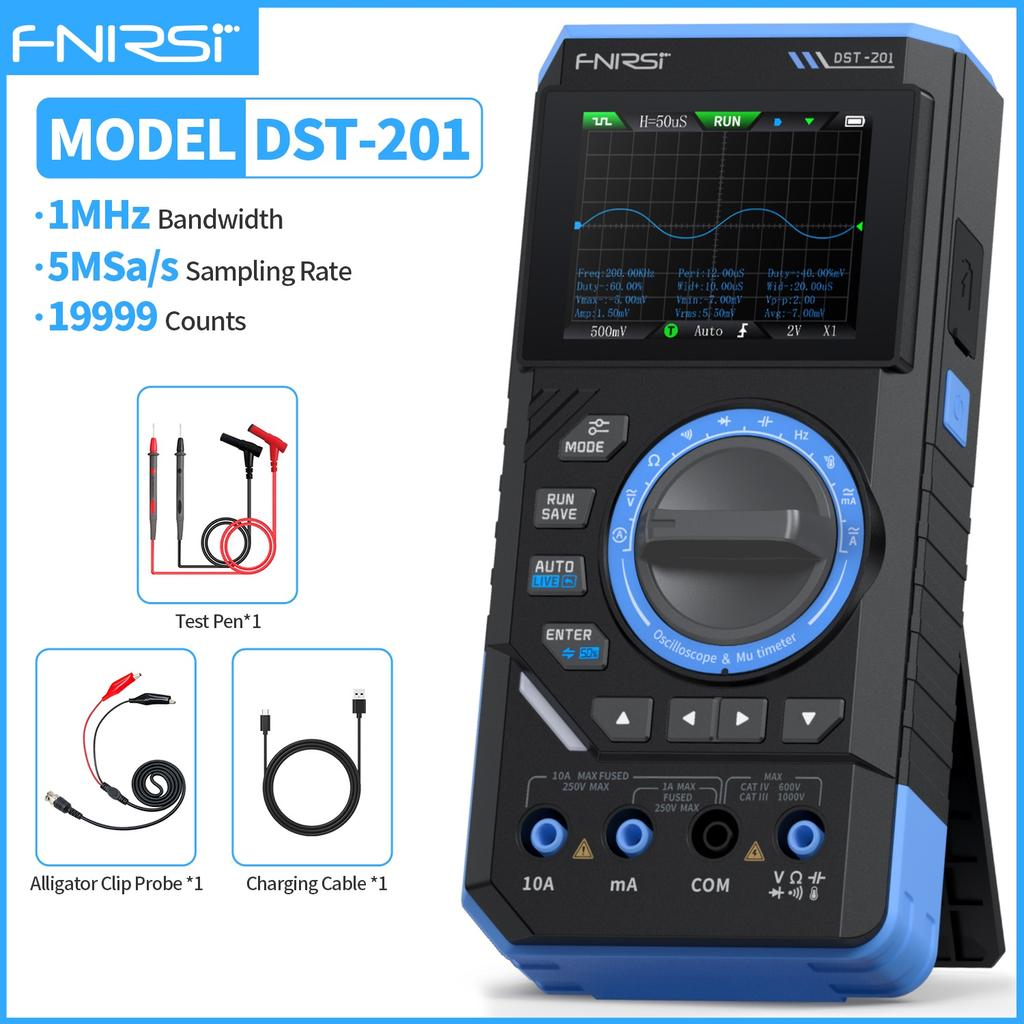 FNIRSI DST-210 and DST-201 3IN1 Digital Multimeter Oscilloscope Signal Source 19999 Counts 10MHz/1MHz Portable Electrician Tool