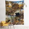 Brown Bear And Elk Forest Cabin Tapestry Wall Hanging Modern Art Landscape Hippie Bohemian Living Room Bedroom Home Decor