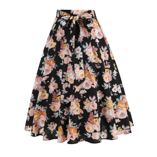 Women Skirt Fit A-Line Style High Midi Mid-calf Skirt Work Leisure
