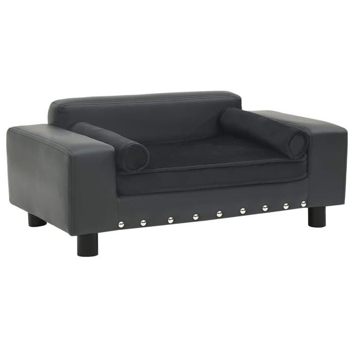 Canapé pour animal de compagnie - vidaXL - Gris foncé - 81x43x31 cm - Similicuir - Peluche douce