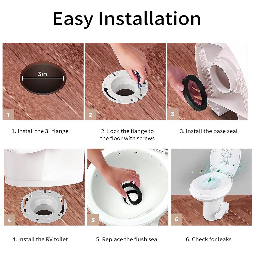 RV Toilet Seal and Socket RV Toilet Flange Kit Replacement for Dometic Thetford RV Toilets Replaces 385345892 Flange, 3