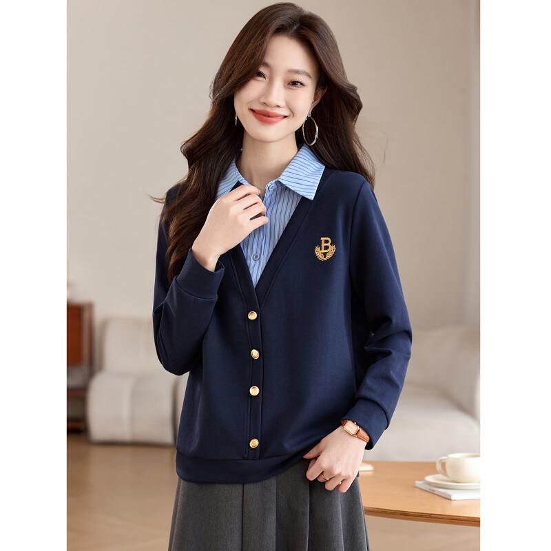 La Chapelle Women's Faux Cardigan Sweatshirt