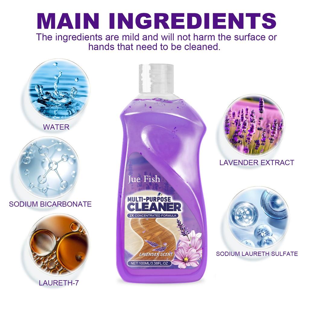 Multi Purpose Cleaner, 2 Times Concentrated, Lavender Scent, Floor Cleaner, Powerful Stain Removal, Easy ,100ML