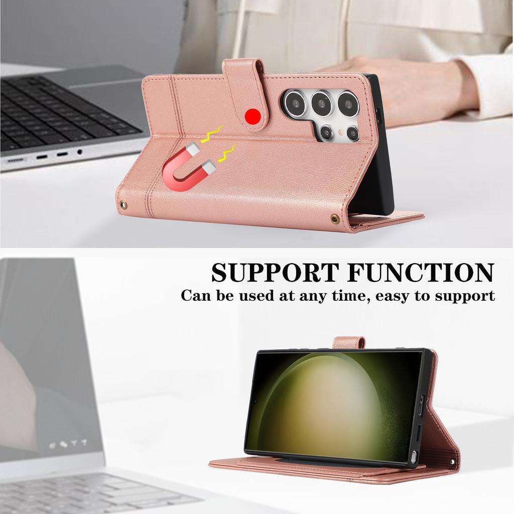 Crossbody Mirror Cards Solt Wallet Leather Case For Samsung Galaxy S24 Ultra S23 FE S22 Plus S21 A14 A24 A34 A54 A15 A25 Cover