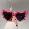 Vintage Heart Shaped Sunglasses with Rhinestones Women  New Original Sweet Sun Glasses Trendy Brand Decorative Shades