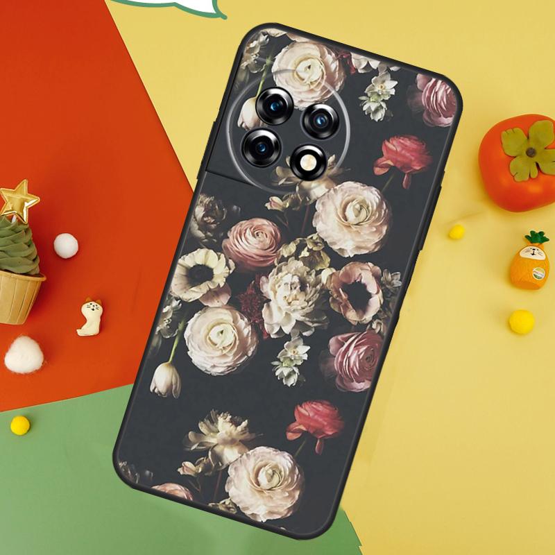Midnight Floral Back Case For OnePlus 15 13R 13 13T 12 12R 11 10 10T 8T Nord CE 5 2 3 4 Lite N20 N30 Cover
