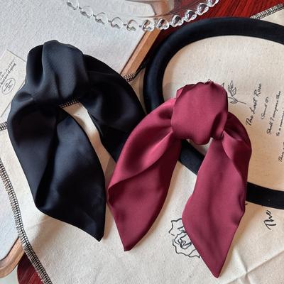 Korean Minimalist Satin Bow Ribbon Hair Clip for Women's Ponytail - Versatile and Stylish Hair Accessory
