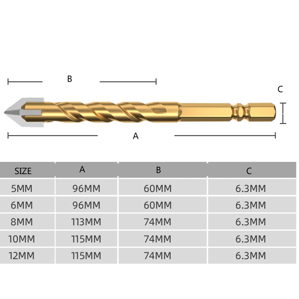 5/6/8/10/12mm Multifunctional Tile Drill Bits For Glass Ceramic Concrete Hole Opener Brick Hard Alloy Triangle Bit Tool