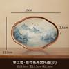 Bamboo Wood Glass Tea Tray Chinese Retro Ink Wind Dry Bubble Tray Simple Kung Fu Tea Tray Tea Set Storage Accessories