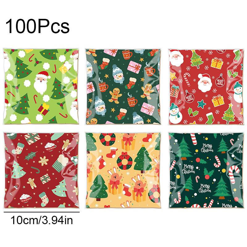 100PC Customizable Holiday Cookie Packaging with Snowflake Prints Christmas Cookie and Nougat Packaging Set 10x10+3cm