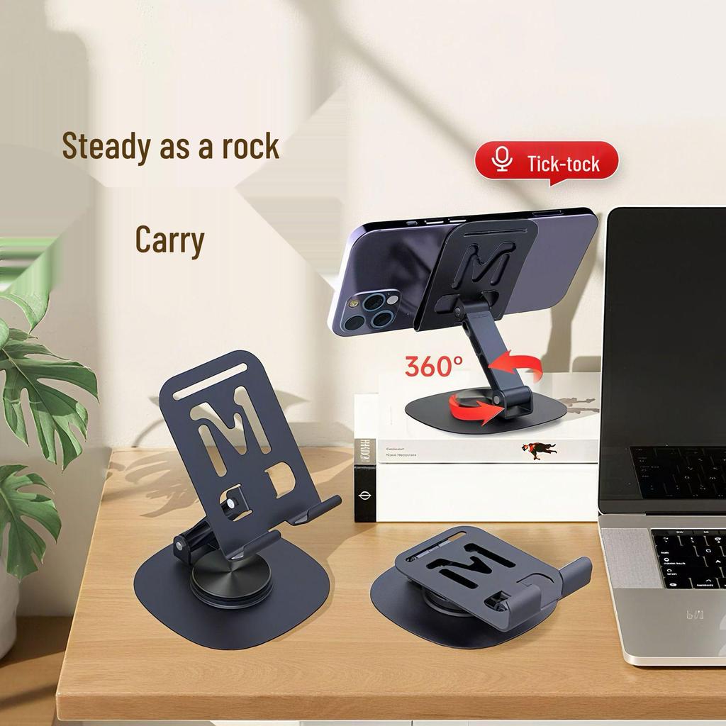 Metal Rotating Phone Holder for Live Streaming & Binge-Watching - Lazy Gadget with Custom Logo Stand