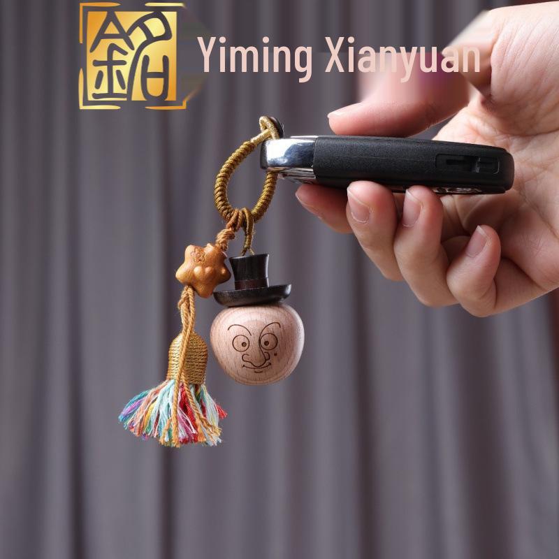 Ручная Резьба 3D Сплошное Дерево Подвеска-Кот и Брелок-Украшение