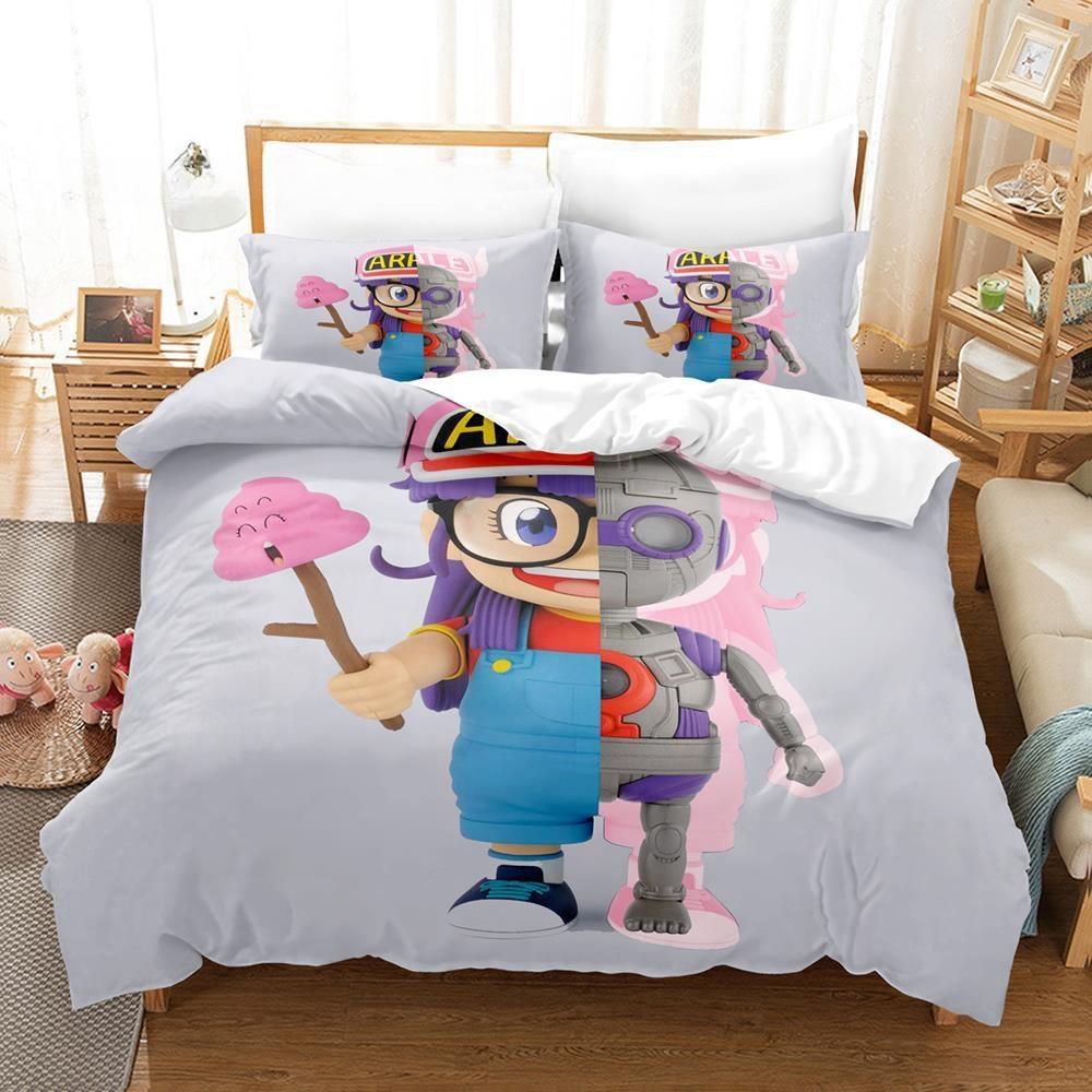 Fashion Cartoon DR S-Slump Arale Anime Bedding Set Sheet King Twin Double Child Bedding Set Mircofiber or Polyester Duvet Cover
