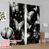 2pcs,2D plane printing Window Curtain Starlit Butterflies Durable 100% Polyester Fabric (without rod) Decorations Inside for
