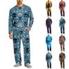 Men's Halloween Pajama Set Long Sleeve with Button Fly and Elastic Waist Drawstring for Sleepwear