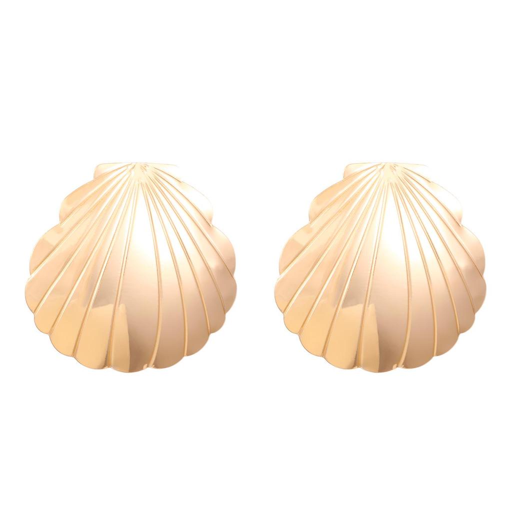 Bohemian Beach Style Conch Earrings & Necklace Set - Exaggerated Holiday Fashion Jewelry for Women