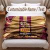 Queensland Maroons Printed Flannel Blanket Custom Name Text Soft Warm Throw For Bedroom Holiday Gift