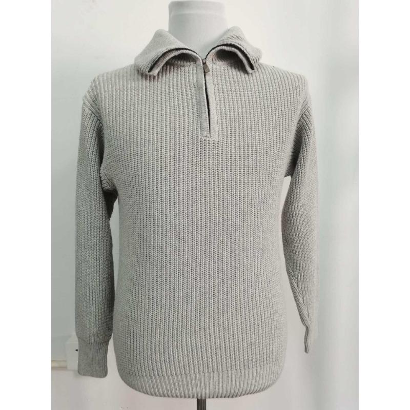 Men's Thick Half Zip Polo Collar Knit Sweater