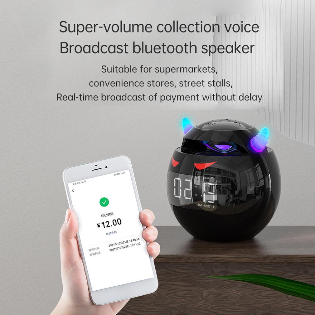 Bluetooth Speaker Audio with LED Digital Alarm Clock Music Player Wireless Ball Shape Clock Speaker Little Devil Speaker Dual Alarm Clock