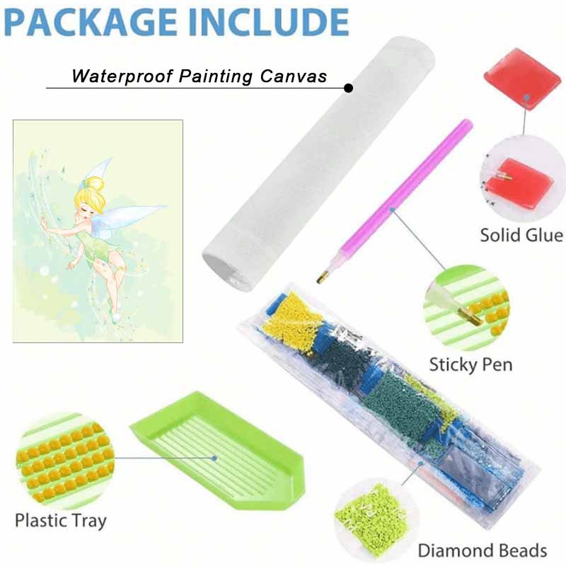 Disney Diamond Art Painting Kit Tinkerbell Diamond Mosaic Pictures, Wall Art Crafts, Home Decor