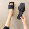 Women's Slippers 2025 Summer Selling Sexy Braided Red Square Toe Flat Flip-Flops Fashion Beach Mules Casual Indoor Home Slippers