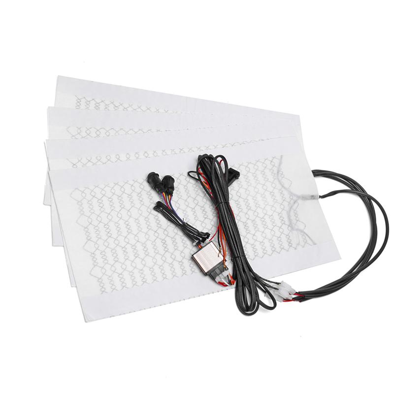4Pcs Universal 12V 2 Seats 4 Pads Carbon Fiber Heated Seat Heater Heating 6 Level Switch Winter Warmer Seat Cushion Covers
