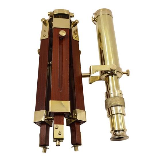 Brass Telescope with Wooden Tripod