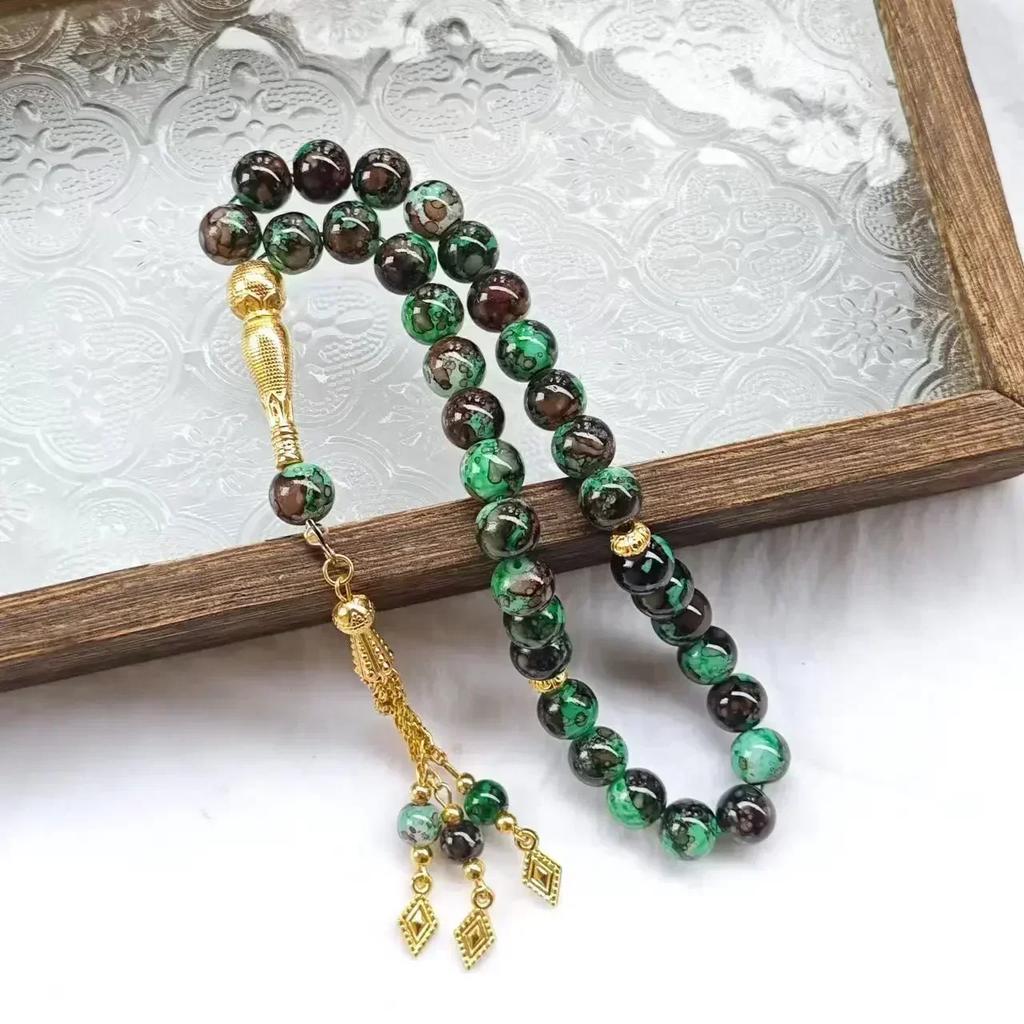 10mm 33pcs Glass Tassel Turkish Muslim Rosary Islamic Prayer Beads Bracelet for Women Jewelry Tasbih Tasbeeh Allah Mohammed