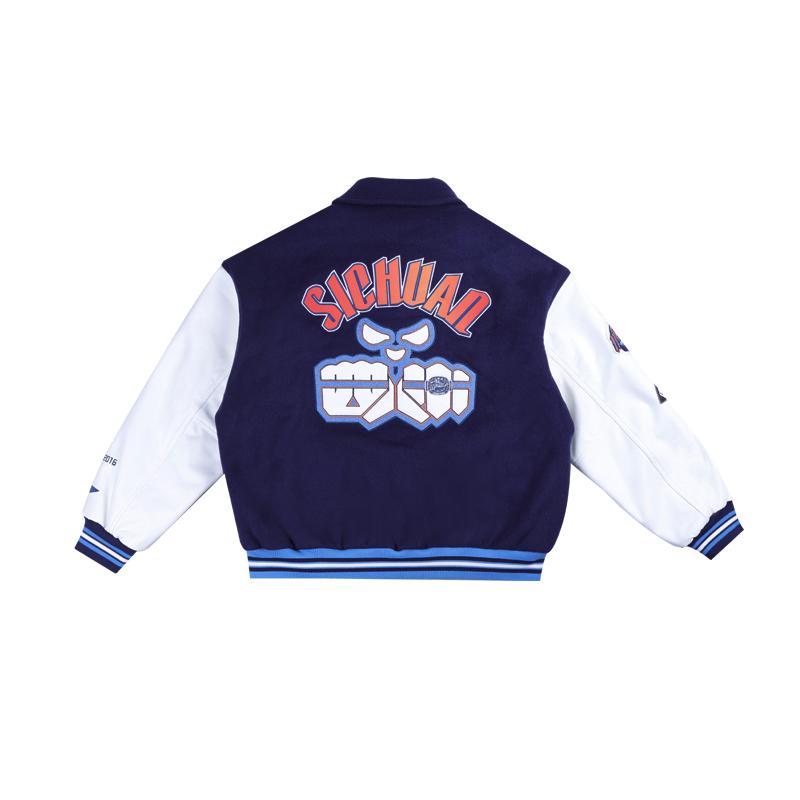 Li Ning CBA Series Comfortable Casual Simple Polo Color Block Vintage Thick Jacket Unisex Jacket Deep-Navy AJMU253-1