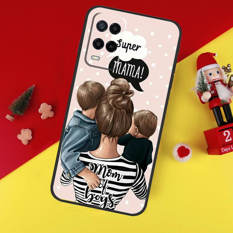 Beautiful Mother Daughter Son Case For Oppo A80 A60 A40 A15 A16 A17 A57 A94 A74 A54 A76 A96 A18 A38 A58 A78 A98 A6 A5 Pro