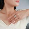 S925 Sterling Silver Twisted Moissanite Ring with Four-Prong Setting for Women
