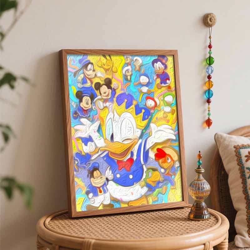 Disney Donald Duck Digital Oil Painting Diy Coloring Handpainted Filling Home Decoration Gift, Canvas Art Wall Decor Party Scene Painting