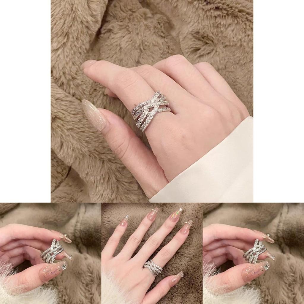 Exquisite Adjustable Open Ring For Women Featuring Unique Zirconia In Geometric Style