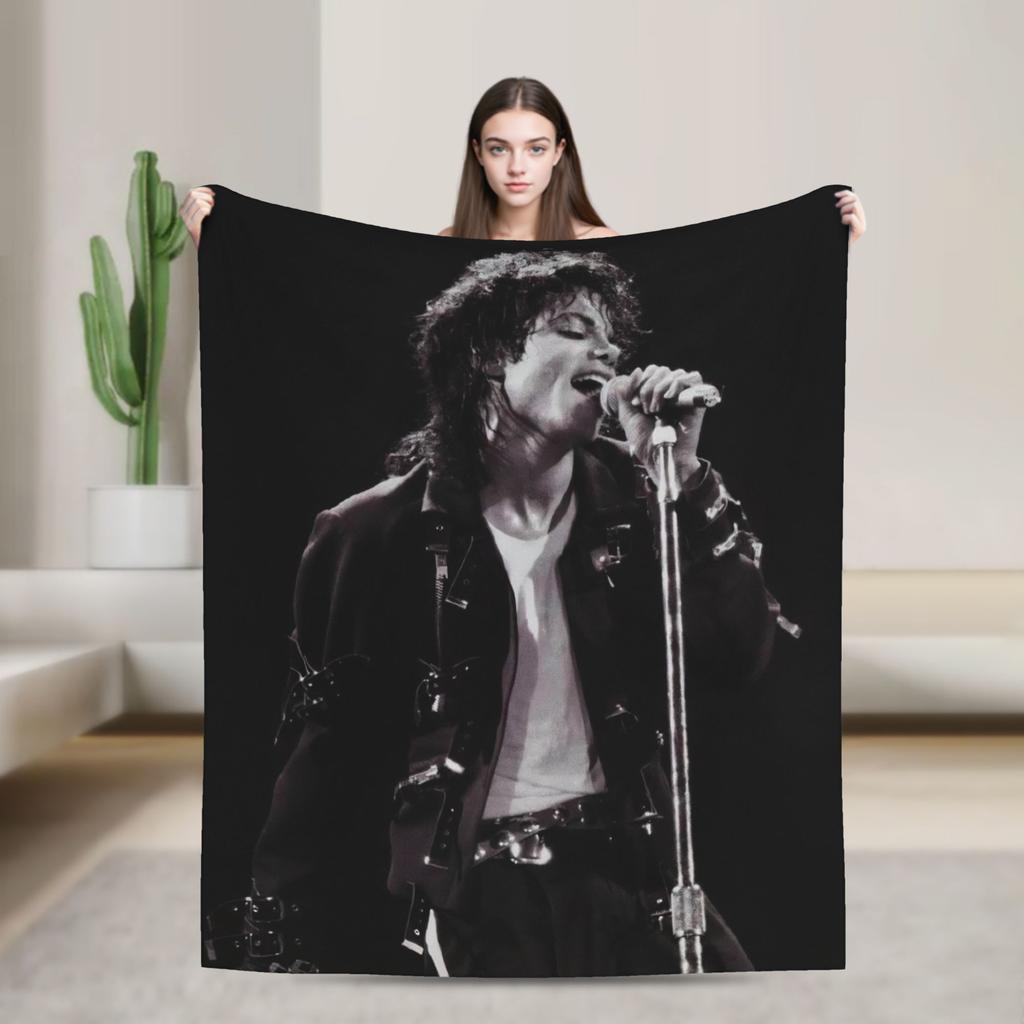 Michaels Jacksons Bad 1988 Pop Music Blanket Flannel  Winter  Lightweight Throw Blankets for Sofa Travel Plush Thin Quilt
