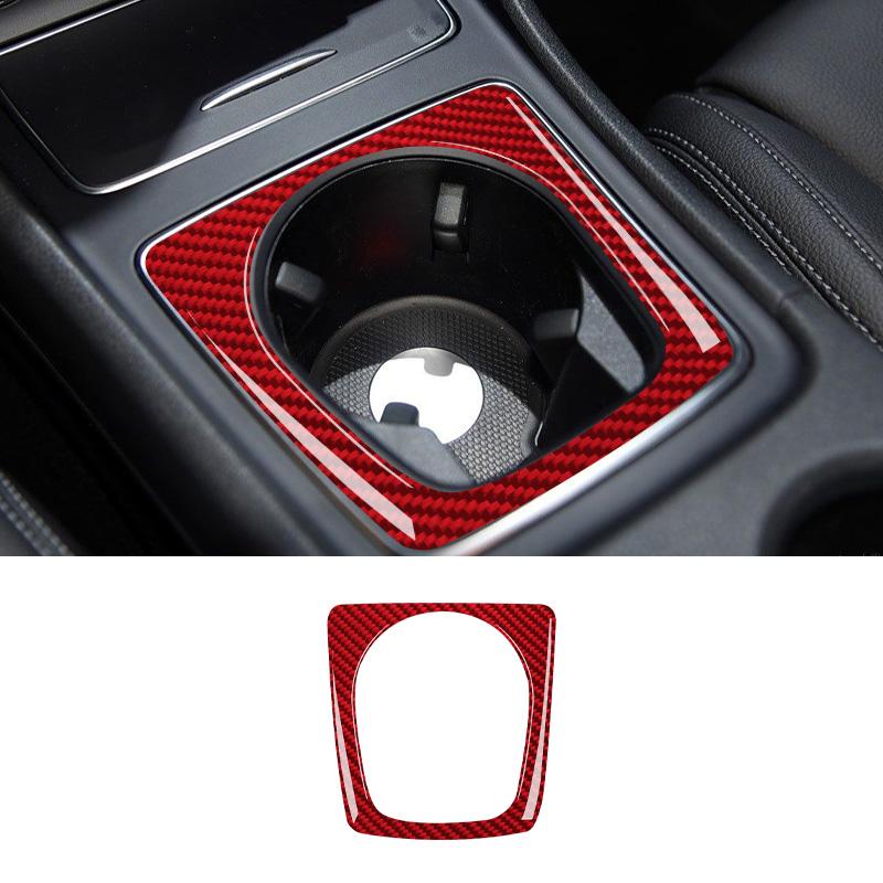 Real Carbon Fiber For Mercedes-Benz CLA 2014-2018 Car Central Control Water Cup Holder Panel Frame Sticker Car Accessories