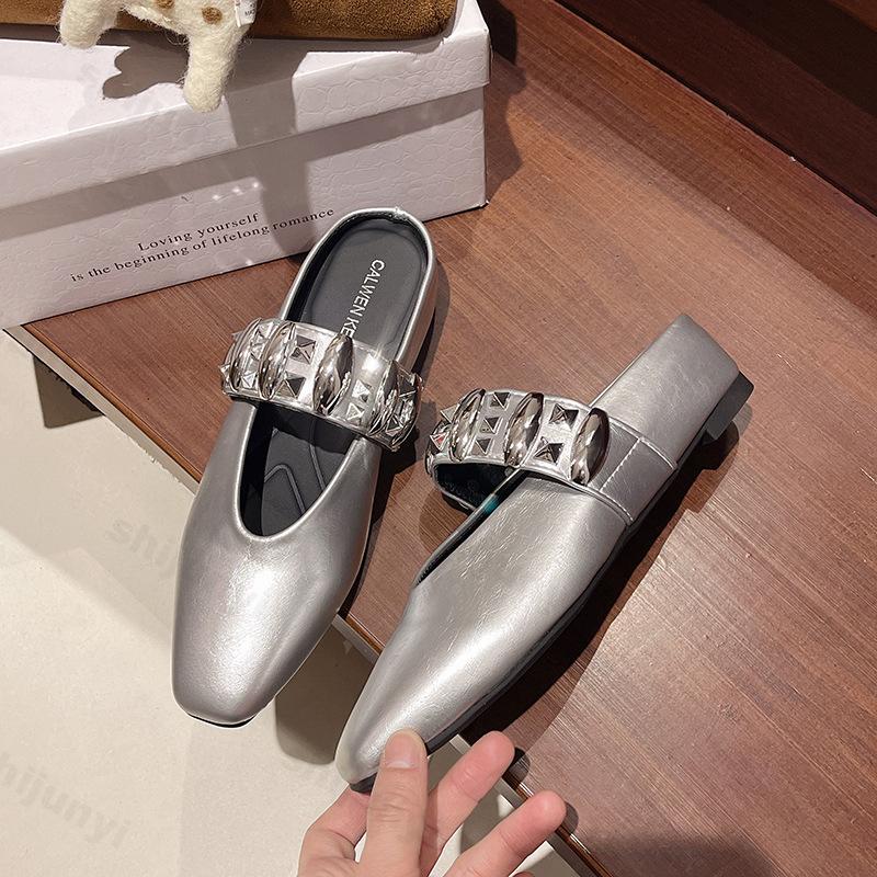 Women's Flats Slippers 2026 Spring Summer Square Toe Mary Janes Woman Casual Slippers Fashion Anti Slip Banquet Dress Shoes