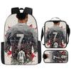 Set de Mochila Escolar Infantil con Estampado de Cristiano Ronaldo de 3 Piezas Dibujos Animados para Estudiantes de Primaria Mochila Ligera Duradera de Gran Capacidad