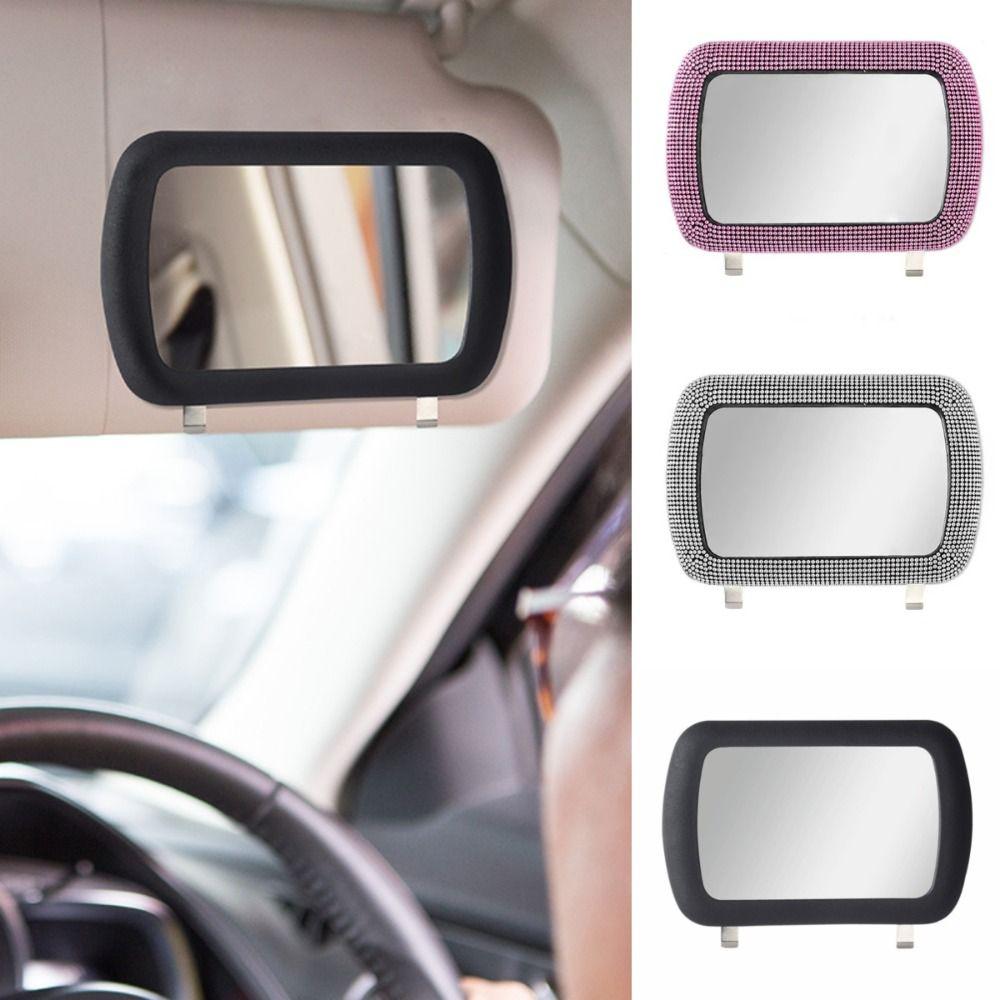Bling Car Visor Decoration Mirror Crystal Sunshade Rear View Cosmetic Mirror  Travel