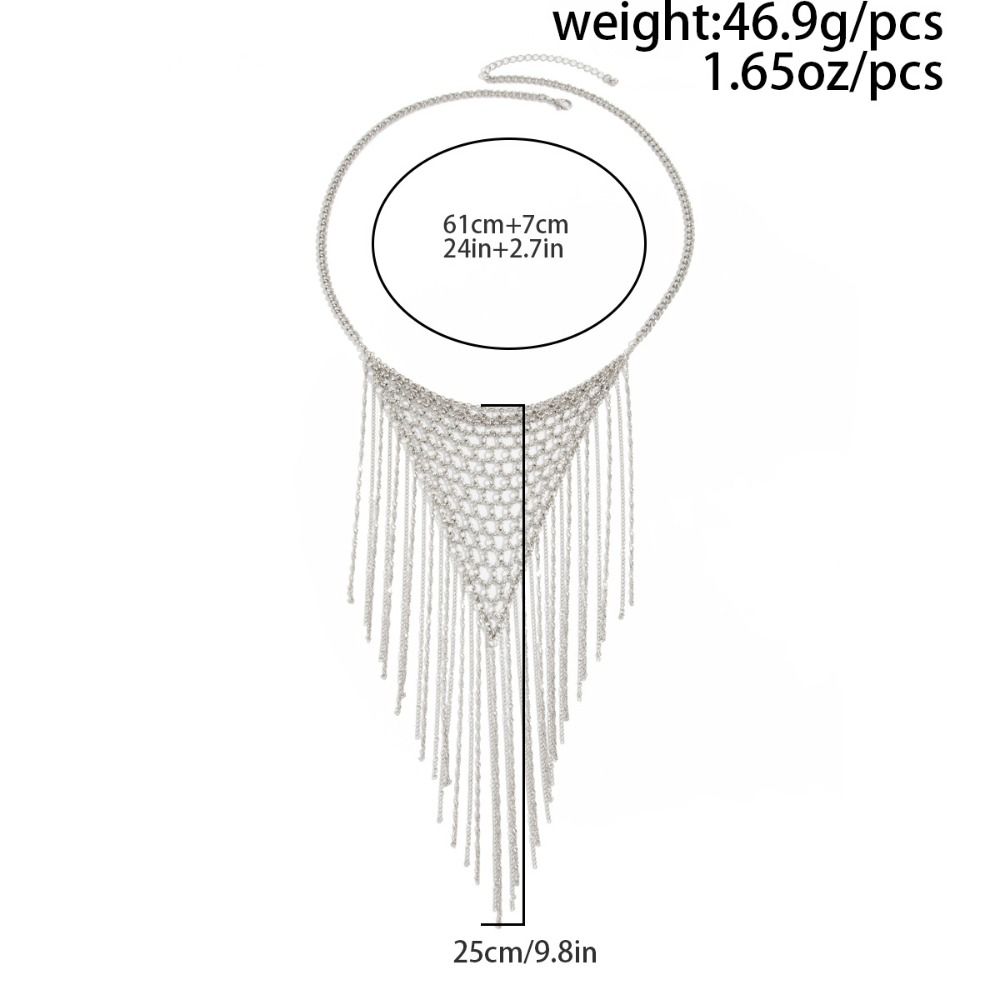 Charm Tassel Necklace Triangle Bohemian Collarbone Chain Simple Multi Layer Necklace Gift