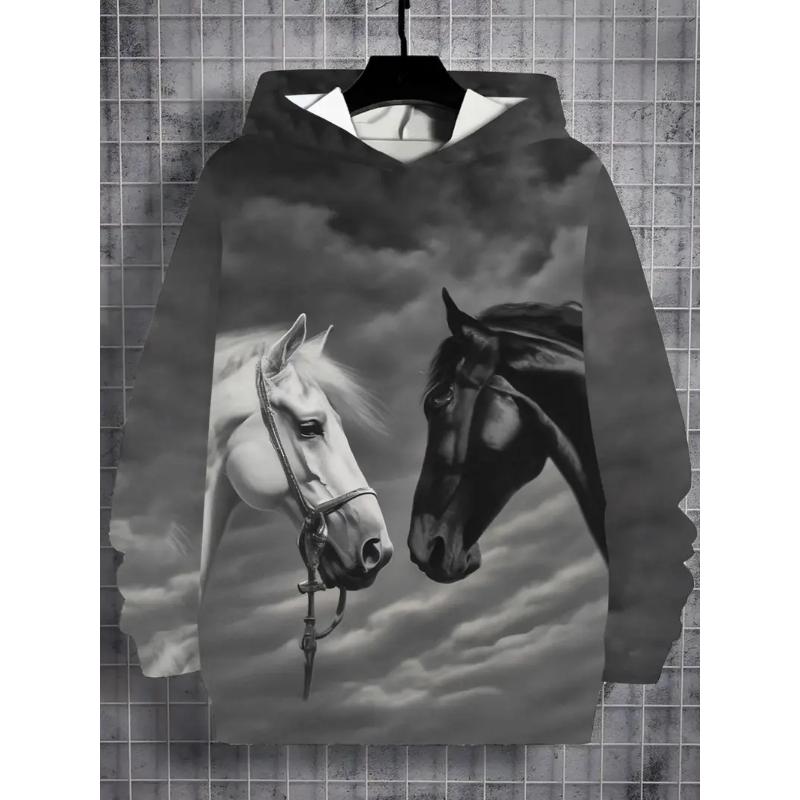 Mode Cheval Graphique Hommes Sweats À Capuche Automne 2025 Nouveau 3d Impression Sweats Nouveauté Unisexe À Capuche Pull Sweat Hommes Vêtements