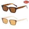 2pcs Fashion Small Frame Cat Eye Sunglasses Women Multi Color Rectangle Sun Glasses Vintage Casual Style UV400 Outdoor Oculos